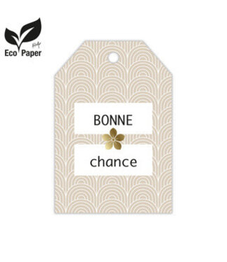 4A Beige labels met Franse tekst “Bonne Journée” | Breedte 5 centimeter | Hoogte 8 centimeter | Per 20 stuks