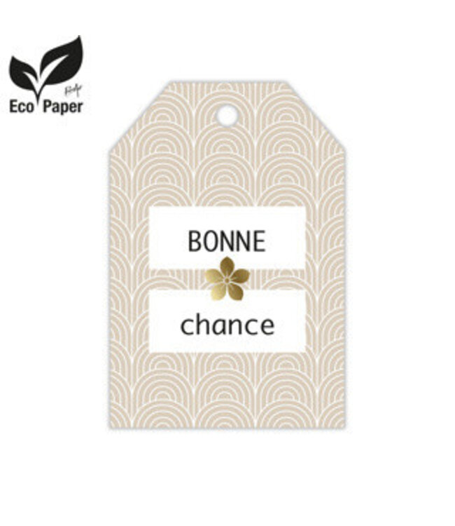 Beige labels with French text "Bonne Journée" | Width 5 centimetres | Height 8 centimetres | Available to order in sets of 20
