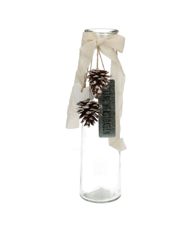 Kerst Deco fles kerstdagen d09*35cm | Per 12 stuks te bestellen