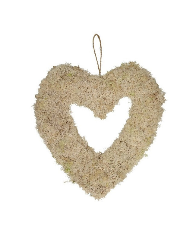 Wit rendiermos bruiloft hart | Diameter 30 centimeter | Hoogte 5 centimeter | Per stuk te bestellen