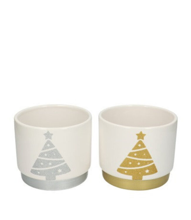 Kerst Keramiek pot Kerstb.d13*11.5cm | Per 6 stuks te bestellen