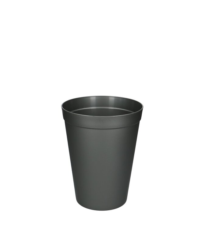 Grijze kunststof vaas | Diameter 18 centimeter | Hoogte 23 centimeter | Inhoud 3.5 liter | Per stuk te bestellen