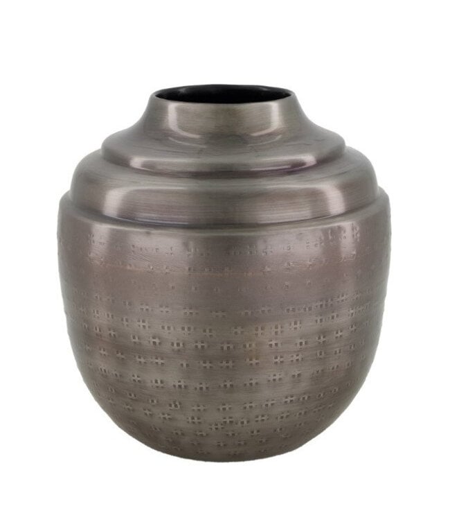 Dunkelgraue Metallvase von Homedeco | Durchmesser 18 Zentimeter | Höhe 20 Zentimeter | Bestellt per 4 Stück