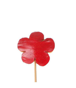 4A Stecker rote Blume | Länge 12 Zentimeter | Durchmesser 5,5 Zentimeter | Pro 12 Stück