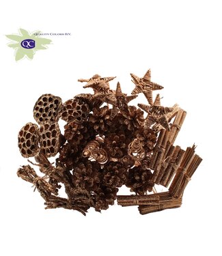 QC Antique gold coloured artistic bouquet with glitter | 40 leaflets on stick | Length 50 centimetres | Per piece