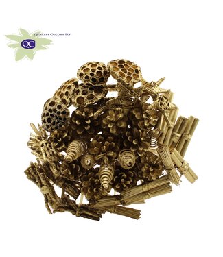 QC Gold coloured artistic bouquet | 40 studs on stick | Length 50 centimetres | Per 10 pieces