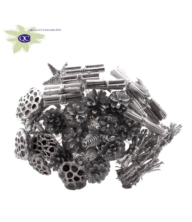 Silver coloured artistic bouquet | 40 leaflets on stick | Length 50 centimetres | Order per bouquet