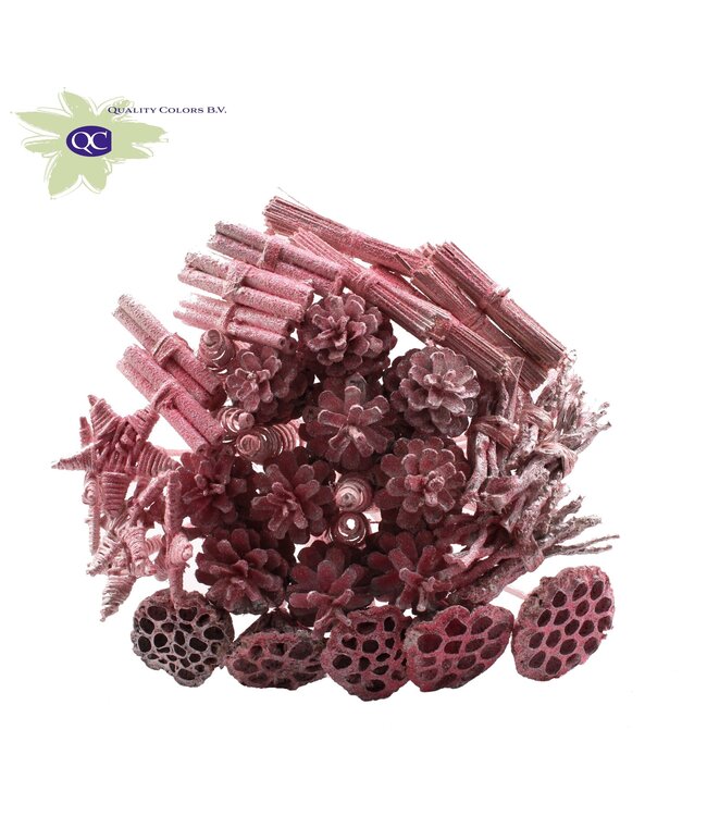 Metallic pink artistic bouquet with glitter | 40 leaflets on stick | Length 50 centimetres | Order per 10 bouquets