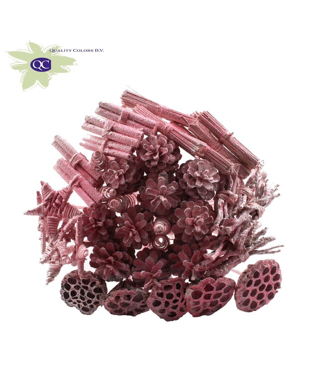 Metallic pinker Kunststrauß mit Glitter | 40 Blättchen am Stab | Länge 50 Zentimeter | Bestellung pro 10 Sträuße