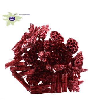 QC Red artistic bouquet with glitter | 40 leaflets on stick | Length 50 centimetres | Each