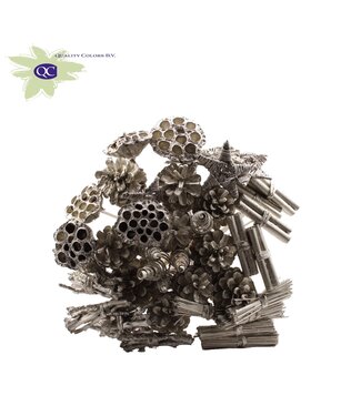 QC Bouquet artistique couleur platine | 40 feuillets sur bâtonnet | Longueur 50 centimètres | Par 10 pièces
