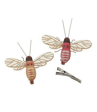 4A Décoration clip abeille couleurs mélangées | Longueur 7 centimètres | Par 12 pièces