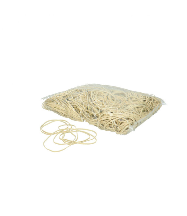 Elastiques blancs en sachet plastique | Diamètre 80 millimètres | 3 millimètres de large | Poids 1 kilogramme | Peut être commandé par pièce
