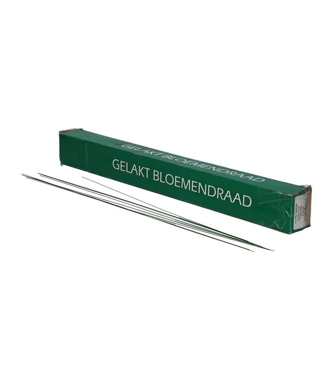 Donkergroen gelakt bloemendraad | 7 millimeter dik | Lengte 40 centimeter | Gewicht 1 kilogram  | Per stuk te bestellen