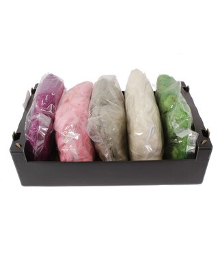 QC Matte gemengde kleuren pluizige vezel in plastic zakje | Gewicht 250 gram | Per 5 stuks