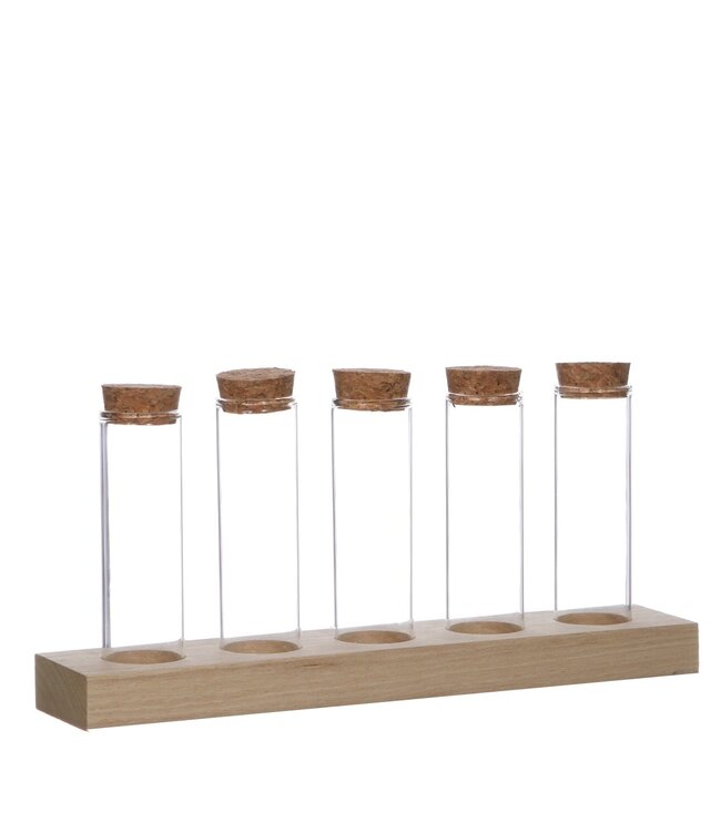 Glas Tray 5buis+kurk d03*10cm | Per 6 stuks te bestellen