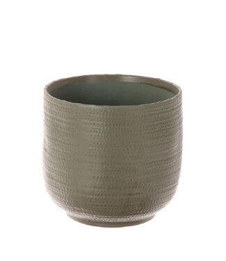 4A Grijze keramiek Aresso pot | Diameter 18 centimeter | Hoogte 16.5 centimeter | Per 4 stuks