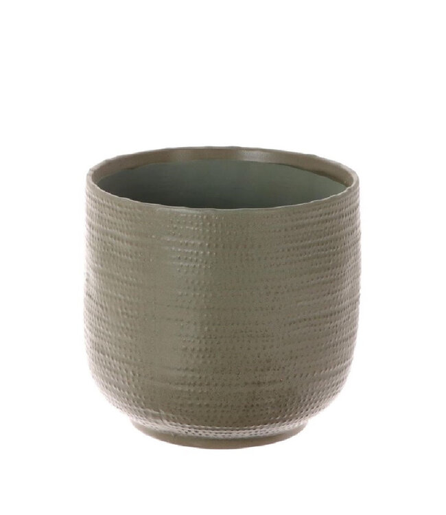 Grijze keramiek Aresso pot | Diameter 18 centimeter | Hoogte 16.5 centimeter | Per 4 stuks te bestellen