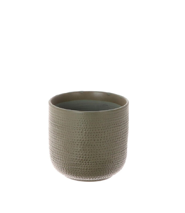 Grijze keramiek Aresso pot | Diameter 10 centimeter | Hoogte 11 centimeter | Per 6 stuks te bestellen