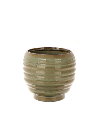 4A Olijfgroene keramiek Dalmine pot | Diameter 13 centimeter | Hoogte 11.5 centimeter | Per 6 stuks