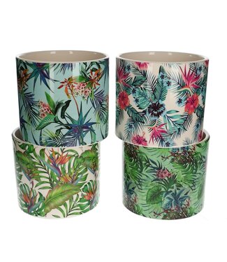 4A Gemengde kleuren keramiek Amazone pot | Diameter 13 centimeter | Hoogte 11.5 centimeter ass. | Per 8 stuks