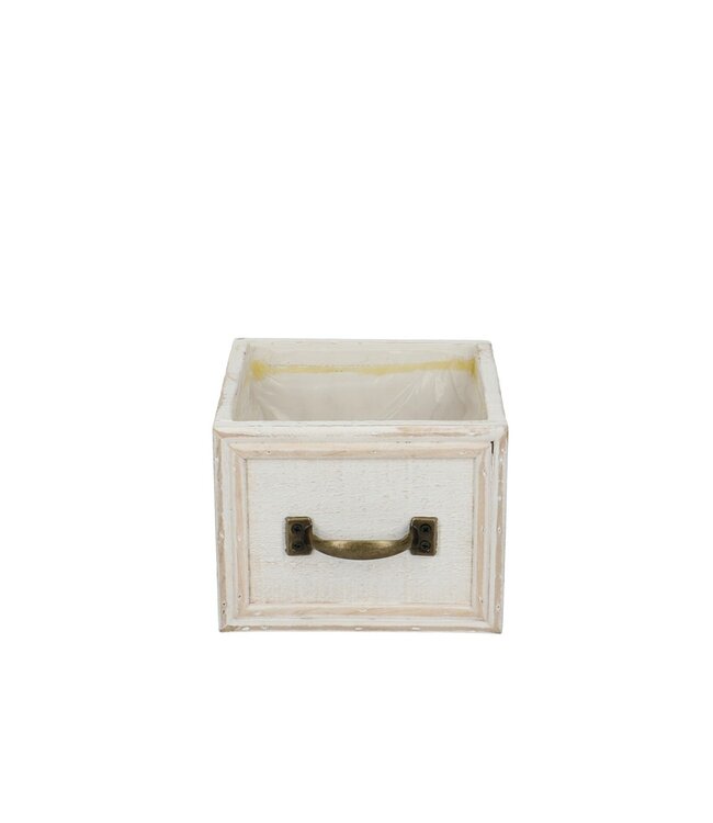 White wooden drawer flower pot planter | Size 14 x 11 centimetres | Available to order in sets of 8