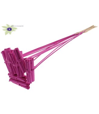 QC Jute Stick Posy on stem Covered Cerise | Per 50 stuks