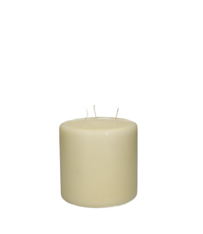 Ivoorwitte stompkaars met 3 lonten | Diameter 15 centimeter | Hoogte 15 centimeter | Per 2 kaarsen te bestellen