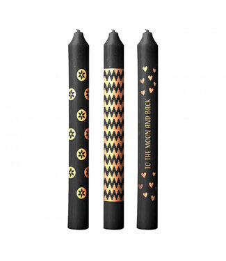4A Bougies déco noires | Diamètre 2,2 centimètres | Hauteur 20 centimètres | 3 bougies par set | Par pièce