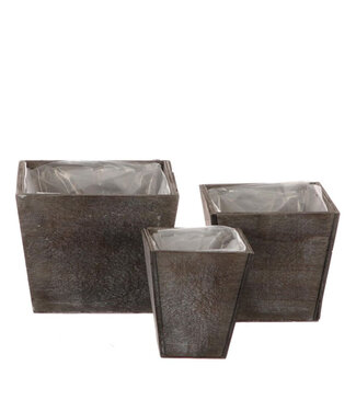 4A Hout Planter Morki S/3 d15*12cm ( x 1 )