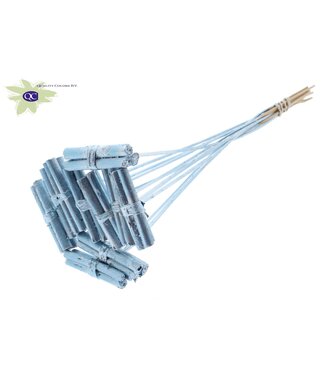 QC Jute Stick Posy on stem Metallic Blue | Per 50 stuks