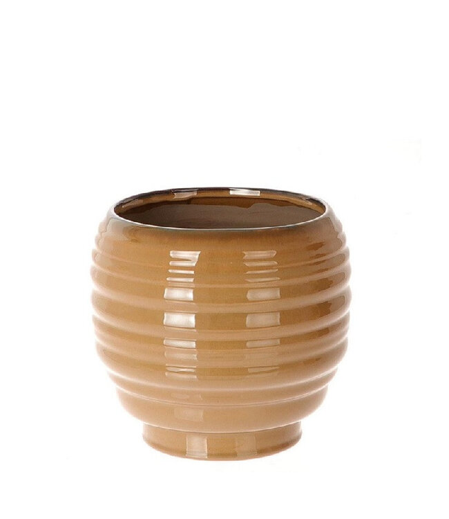 Beigekleurige keramiek Dalmine pot | Diameter 13 centimeter | Hoogte 11.5 centimeter | Per 6 stuks te bestellen