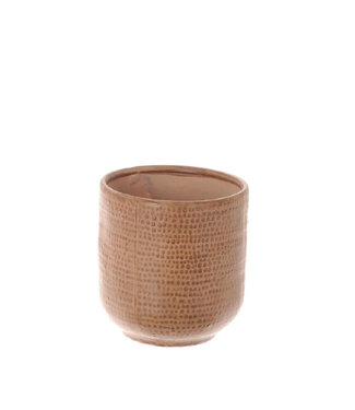 4A Lichtbruine keramiek Aresso pot | Diameter 10 centimeter | Hoogte 11 centimeter | Per 6 stuks