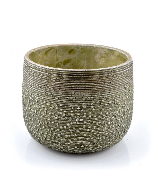 Groene keramiek Noale pot | Diameter 20 centimeter | Hoogte 16 centimeter | Per 4 stuks te bestellen