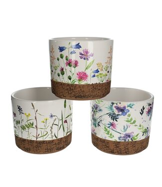 4A Gemengde kleuren keramiek Flower pot | Diameter 13 centimeter | Hoogte 11.5 centimeter | Per 6 stuks