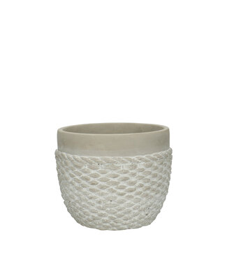 4A Grijze keramiek Rope pot | Diameter 15 centimeter | Hoogte 13 centimeter | Per 12 stuks