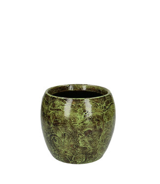 4A Groene keramiek Fantasy pot | Diameter 16 centimeter | Hoogte 14 centimeter | Per 6 stuks