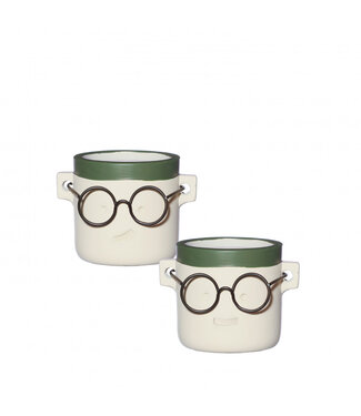 4A Groene keramiek Harry pot | Diameter hals 9 centimeter bodem 7 centimeter | Hoogte 7.5 centimeter ass. | Per 6 stuks