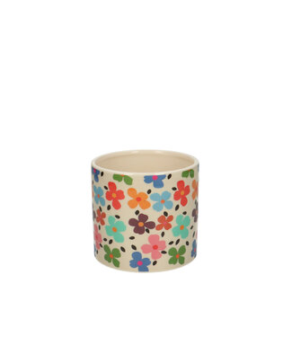 4A Gemengde kleuren keramiek Flowery pot | Diameter 10 centimeter | Hoogte 9.5 centimeter | Per 12 stuks