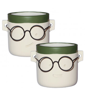 4A Groene keramiek Harry pot | Diameter hals 16 centimeter bodem 14 centimeter | Hoogte 13.5 centimeter ass. | Per 6 stuks