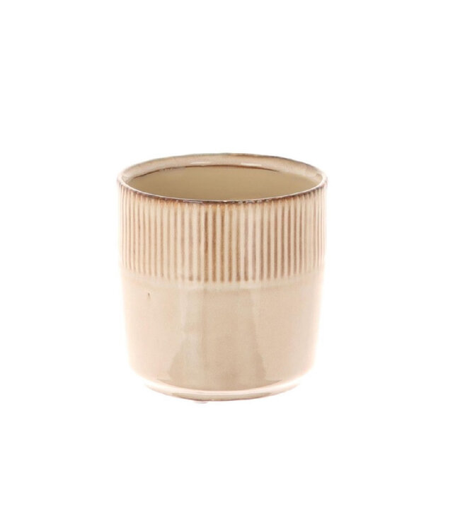 Cremekleurige keramiek Terni pot | Diameter 10.5 centimeter | Hoogte 11 centimeter | Per 6 stuks te bestellen