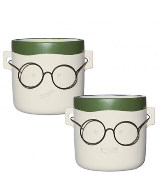 4A Groene keramiek Harry pot | Diameter hals 15 centimeter bodem 12 centimeter | Hoogte 11.5 centimeter ass. | Per 6 stuks