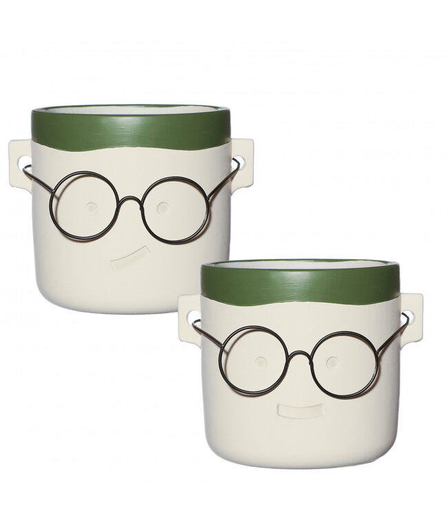 Groene keramiek Harry pot | Diameter hals 15 centimeter bodem 12 centimeter | Hoogte 11.5 centimeter ass. | Per 6 stuks te bestellen