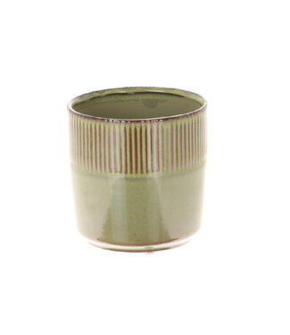 4A Groene keramiek Terni pot | Diameter 13.5 centimeter | Hoogte 13 centimeter | Per 6 stuks