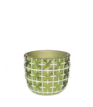 4A Groene keramiek Hanoi pot | Diameter 10 centimeter | Hoogte 8.5 centimeter | Per 6 stuks