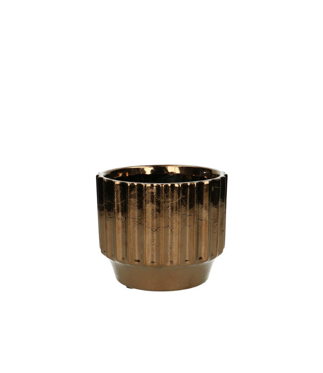 Goudkleurige keramiek Jinzi pot | Diameter 12.5 centimeter | Hoogte 10 centimeter | Per 12 stuks te bestellen