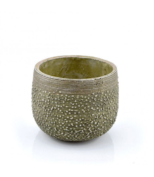 Groene keramiek Noale pot | Diameter 17 centimeter | Hoogte 13.5 centimeter | Per 6 stuks te bestellen