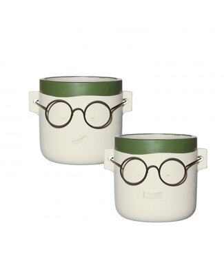 4A Groene keramiek Harry pot | Diameter hals 12 centimeter bodem 10 centimeter | Hoogte 10 centimeter ass. | Per 6 stuks