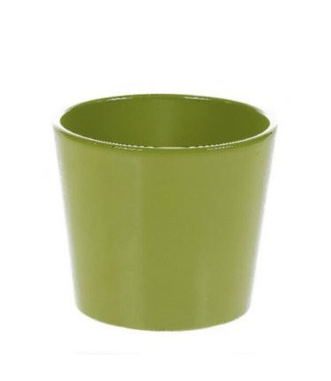 Groene keramiek Phalaenopsispot | Diameter 13.5 centimeter | Hoogte 12.5 centimeter | Per 6 stuks te bestellen