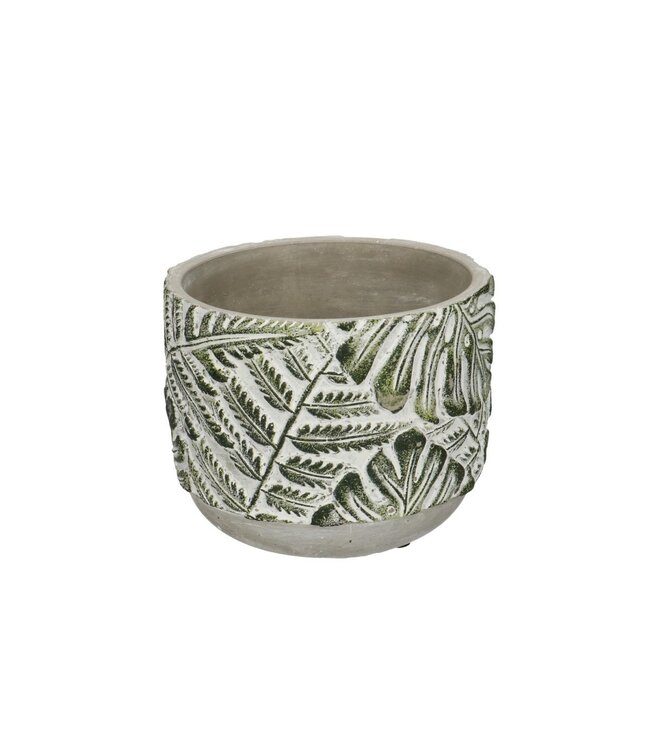 Grijze keramiek Stone Leaf pot | Diameter 13.5 centimeter | Hoogte 11 centimeter | Per 12 stuks te bestellen